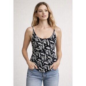 NEW! Rag & bone Floral Camisole Tank Black White SZ 6